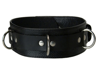 This Strict Leather Collar is built for comfort and durability. It consists of a two inch wide strap of soft leather folded over for the wearer's comfort and a reinforcing heavy duty one inch strap. For extra security it incorporates locking buckles.

Fits necks 13-19 inches 